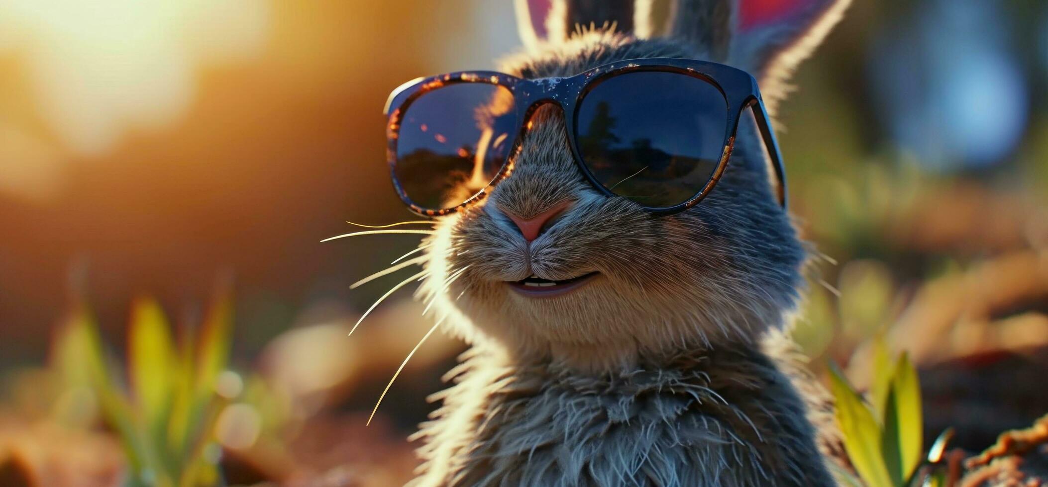 ai généré lapin dans des lunettes de soleil photo