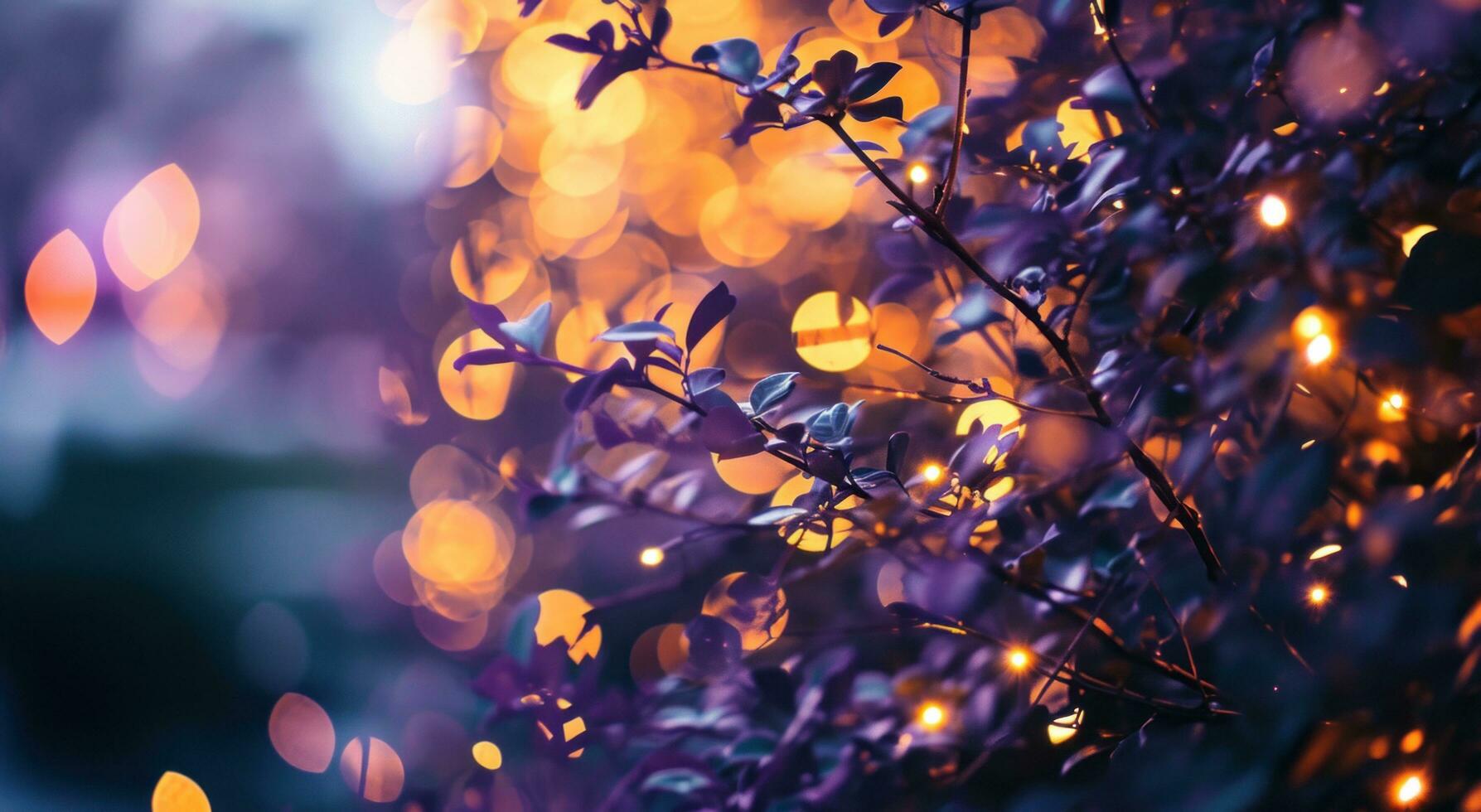 ai généré bokeh effet Noël arbre Contexte flou et brillant Noël anneaux et lumières photo