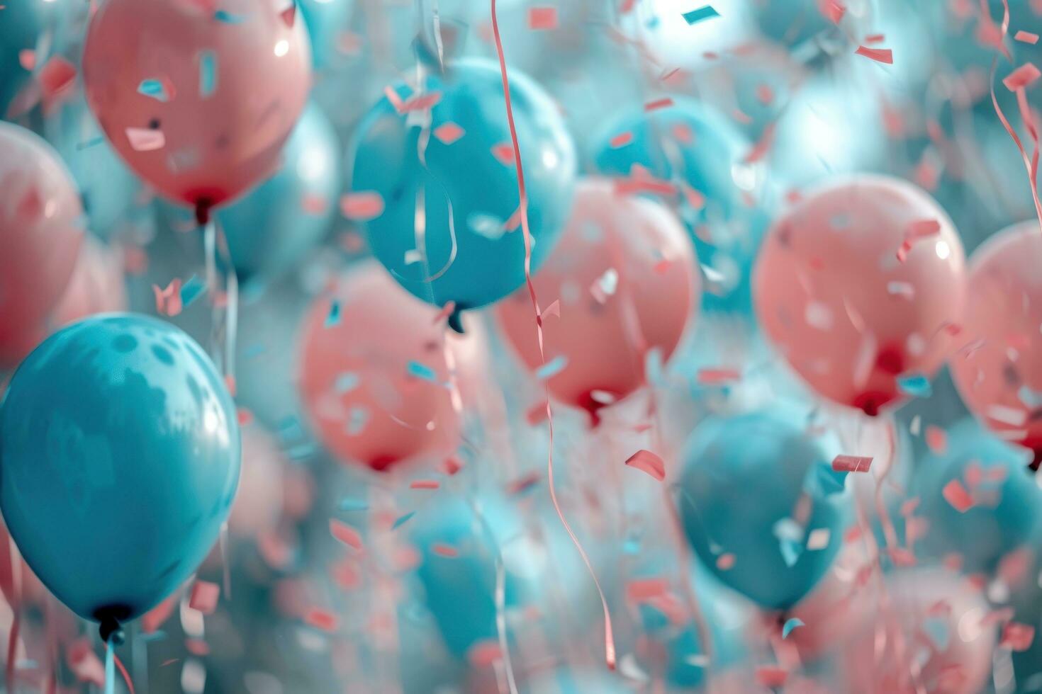 ai généré rose et bleu des ballons étant libéré photo