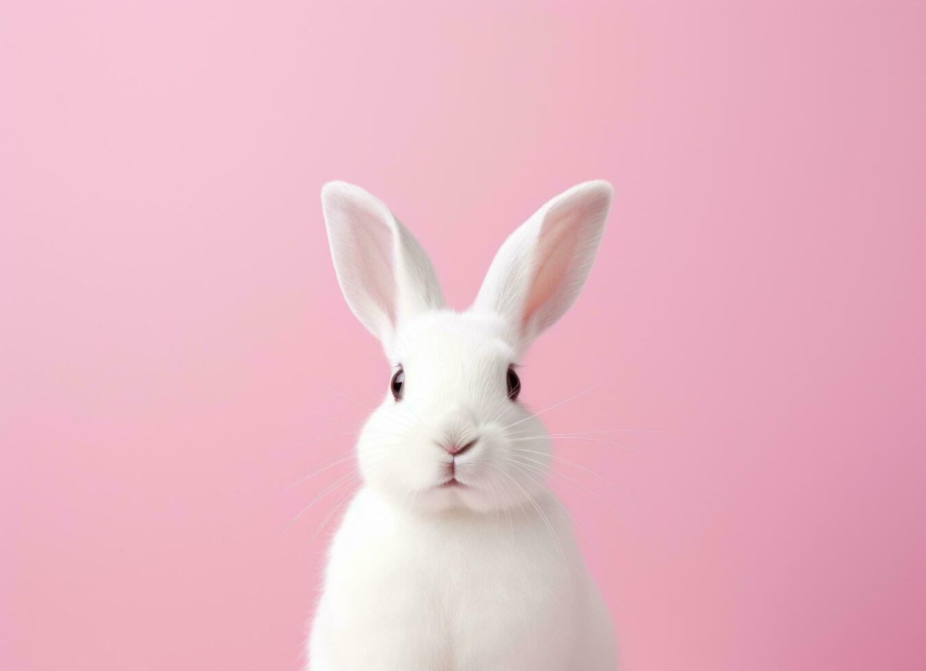 ai généré adorable bronzer et blanc lapin sur rose Contexte lapin photo