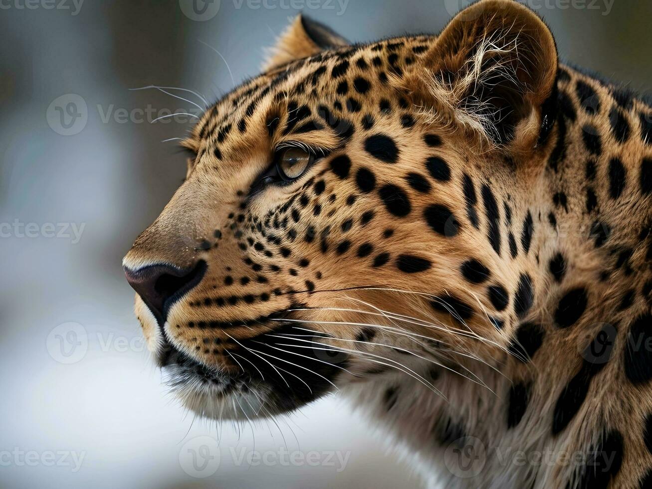 ai généré fermer de une léopard visage photo