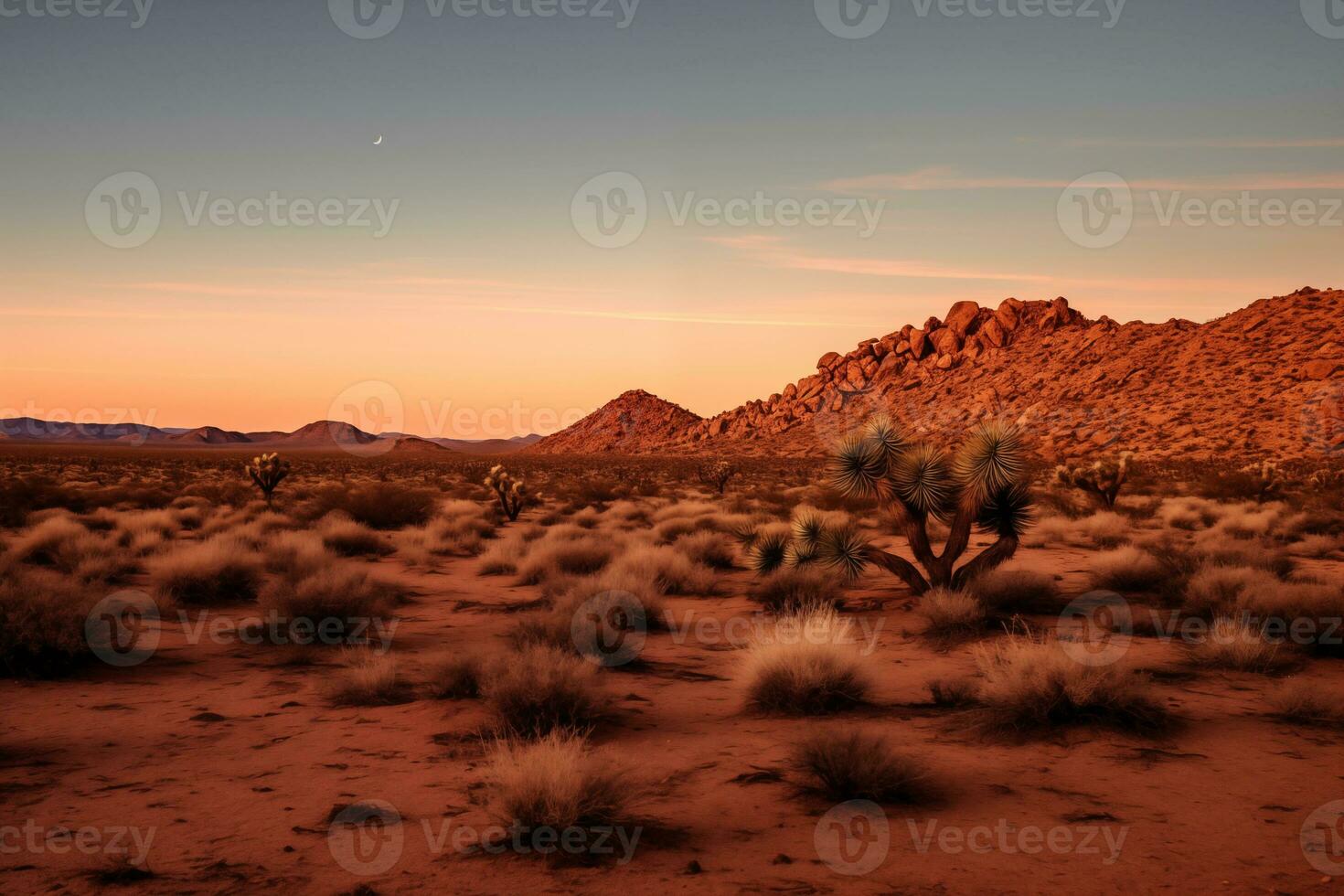 ai généré une photographier de désert à crépuscule photo