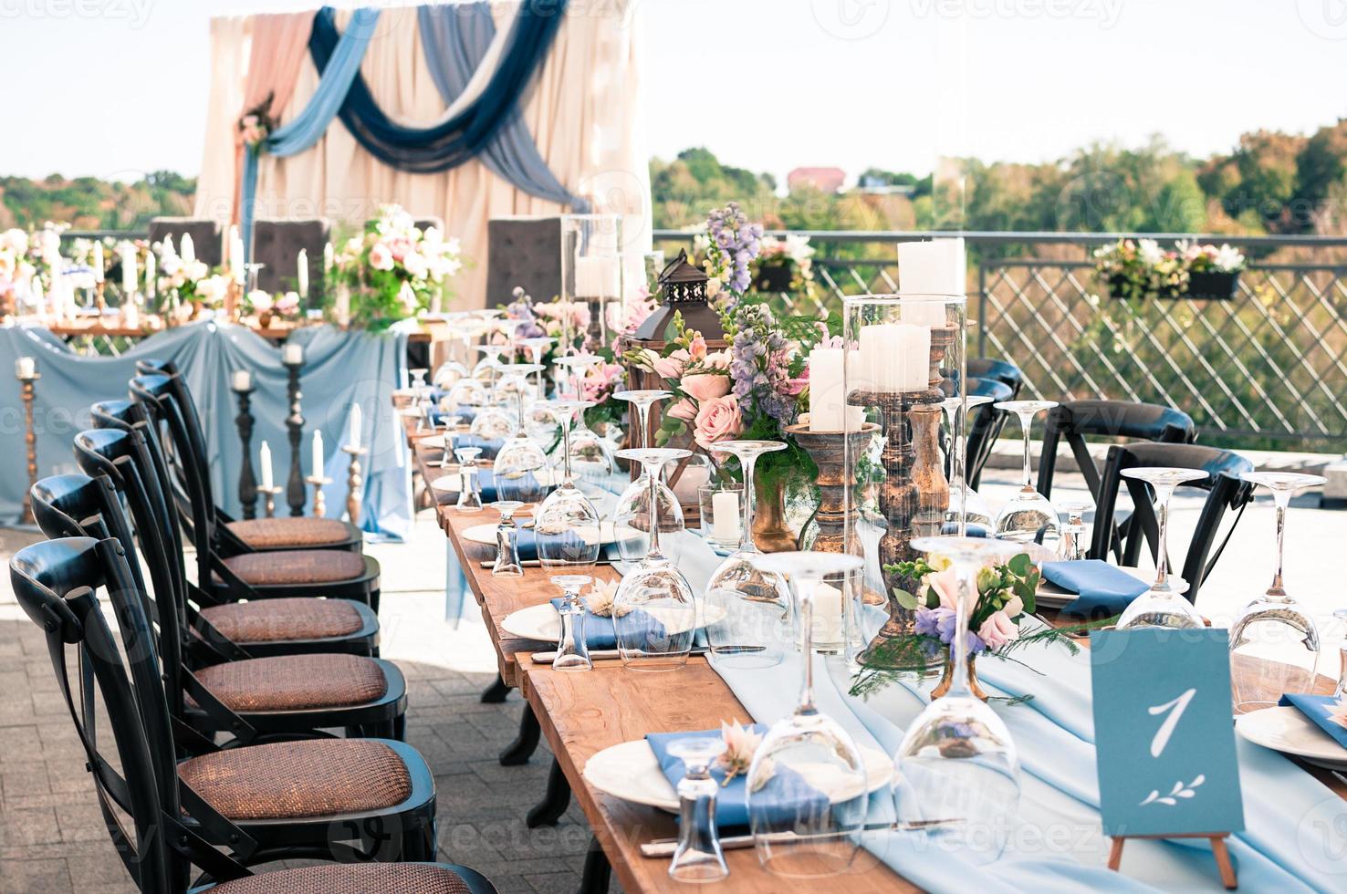 configuration de décoration d'événement de mariage, heure d'été, plein air photo