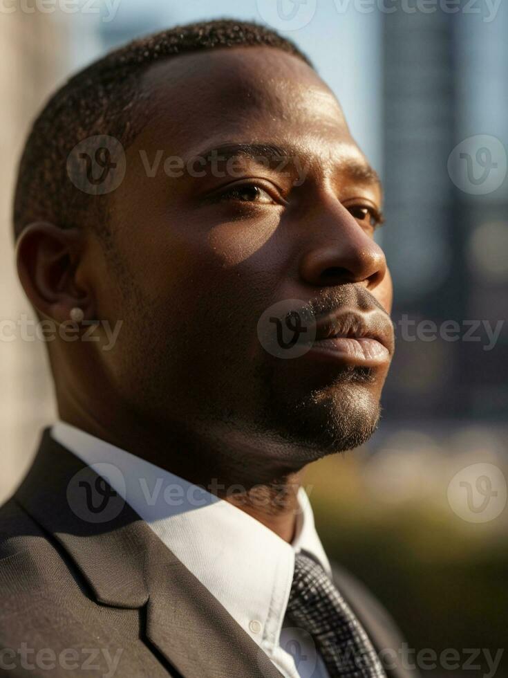ai généré portraits de noir Hommes dans direction, Sénior cadres photo