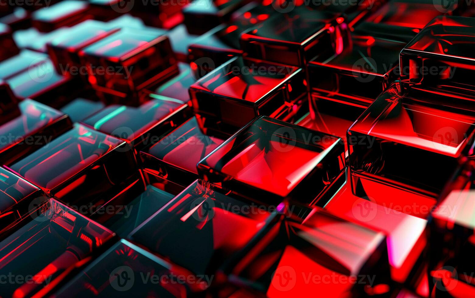 ai généré futuriste abstrait fond d'écran avec nano néon cristal carrés dans vif rouge et Jaune couleurs. affaires Contexte La technologie présentation concept. photo