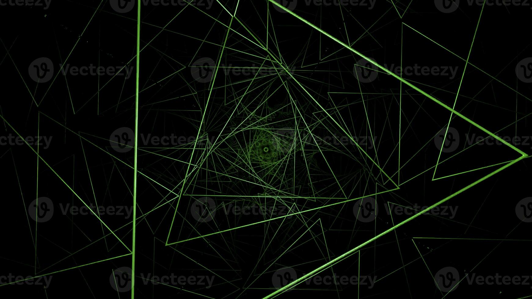 coloré triangulaire énergie tunnel sur une noir arrière-plan, sans couture boucle. conception. tournant étroit silhouettes de Triangles. photo