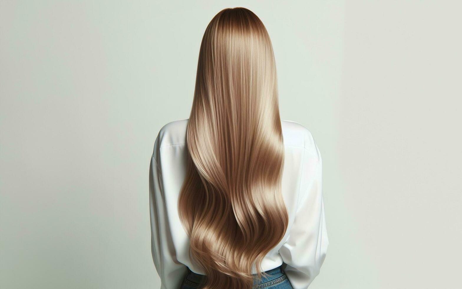 ai généré femme d'or blond cheveux d'or marron cheveux sur une blanc Contexte photo