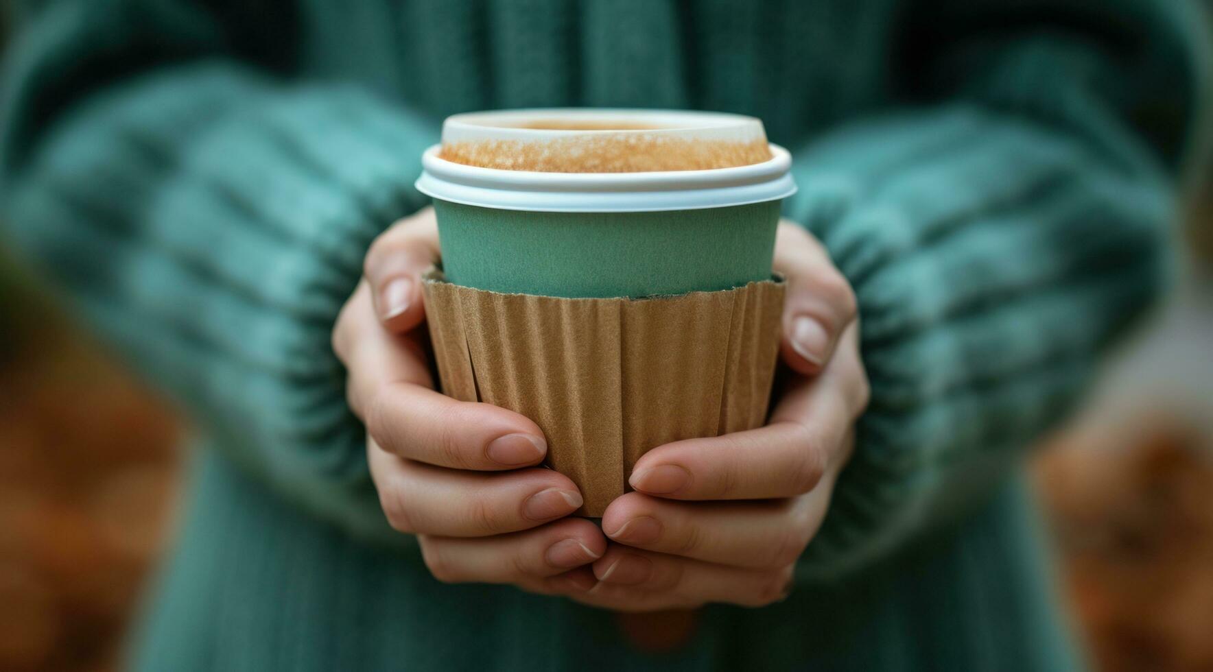 ai généré la personne en portant vert tasse photo