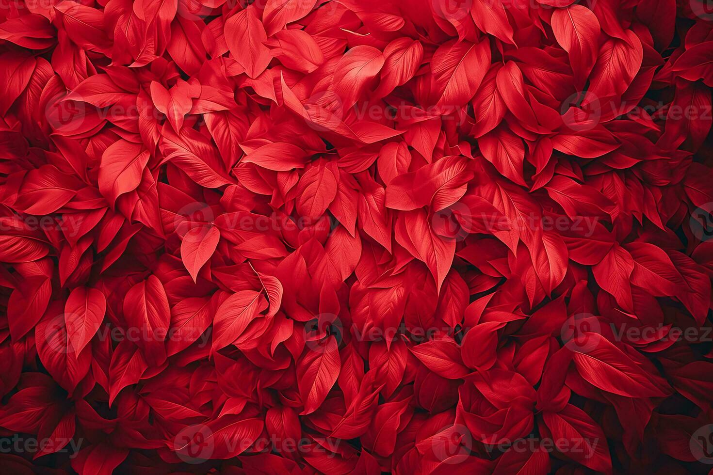 ai généré rouge Couleur Contexte entouré par romantique atmosphère de flottant rouge cœur en forme de coupé papiers photo