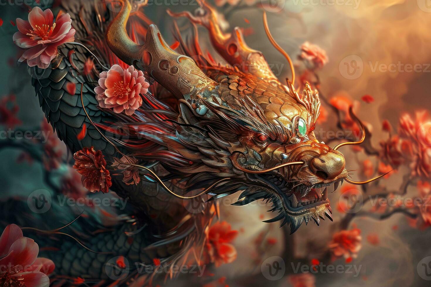 ai généré chinois dragon, Nouveau année 2024 concept photo