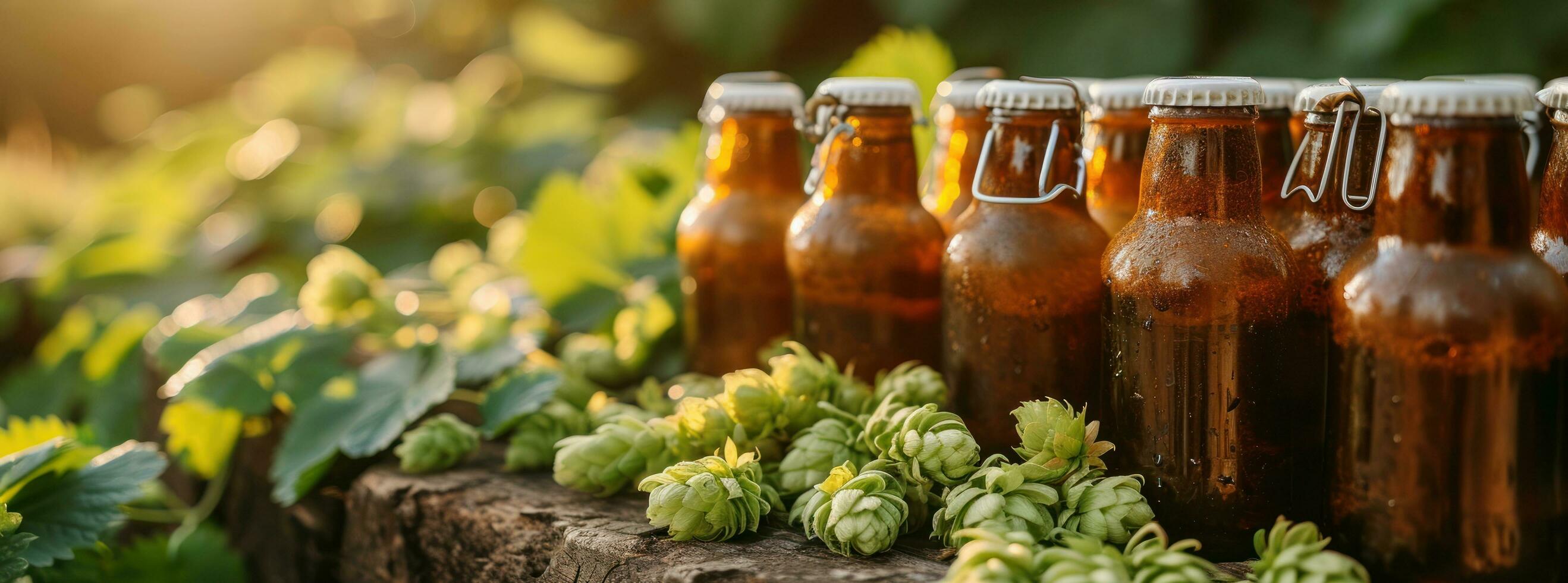 ai généré nombreuses marron bouteille séance suivant à certains le houblon photo