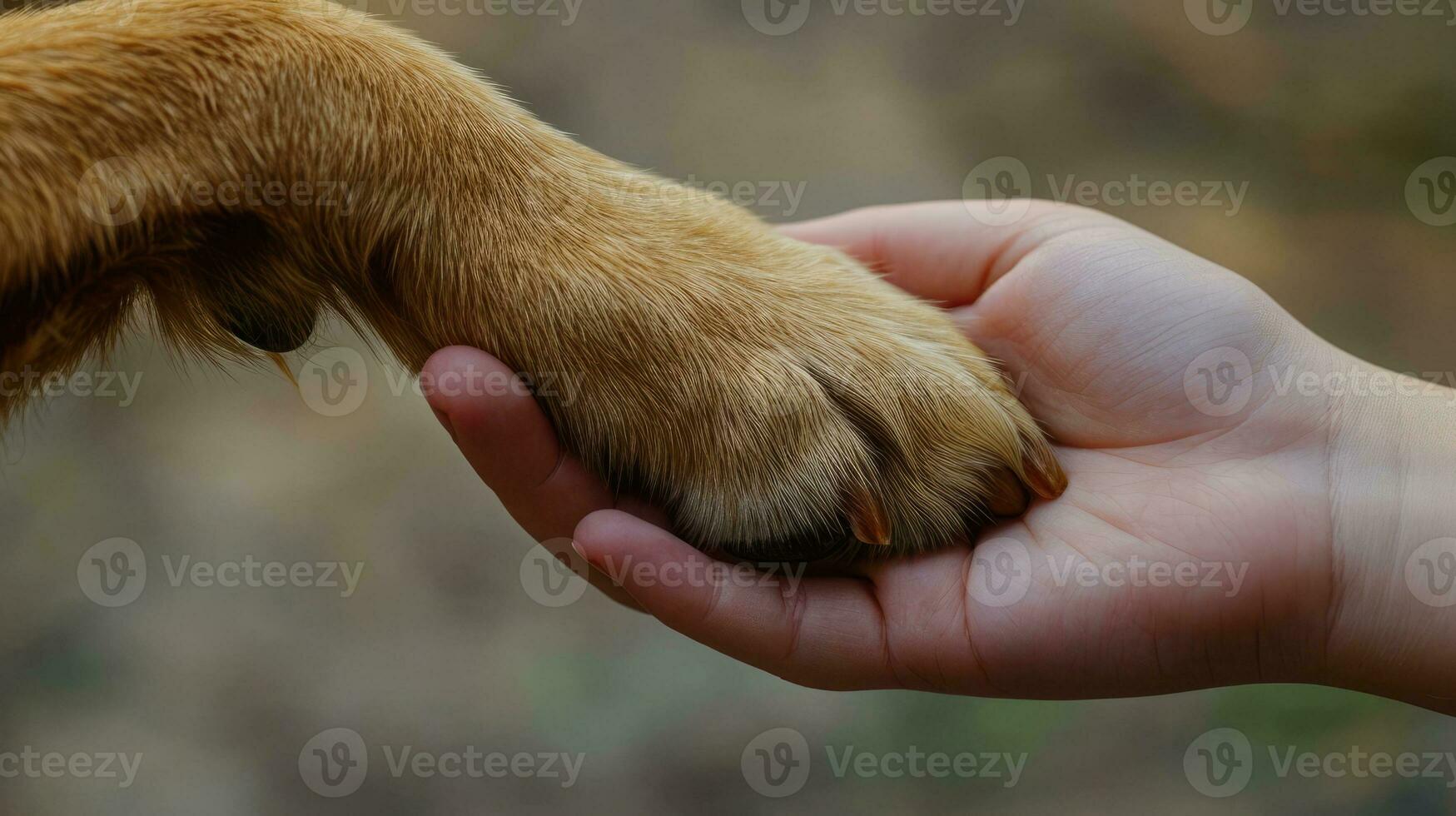ai généré génératif ai, vétérinaire main est en portant chiens griffe. chiens patte dans humains main. national animal de compagnie photo