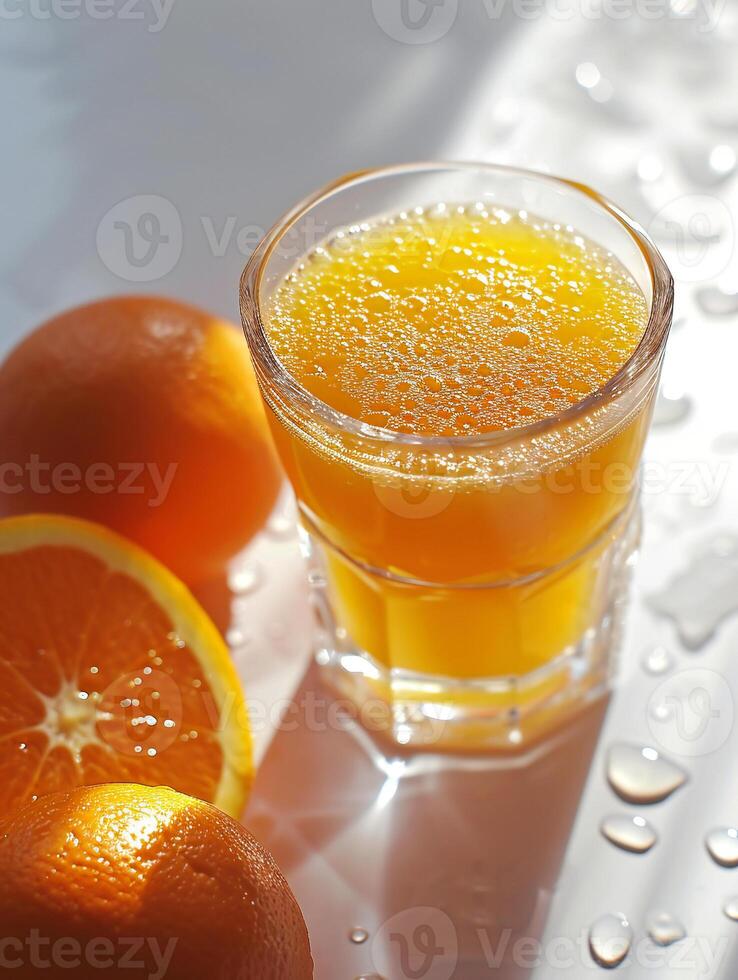 ai généré une verre de Orange jus photo