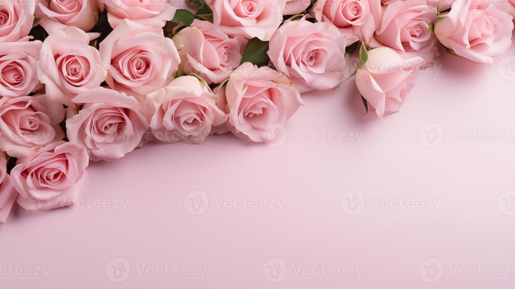 ai généré doux rose des roses sur pastel arrière-plan, idéal pour mariage et élégant thèmes photo