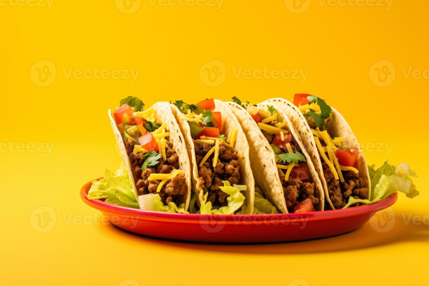 ai généré traditionnel mexicain tacos avec Viande et des légumes génératif ai photo