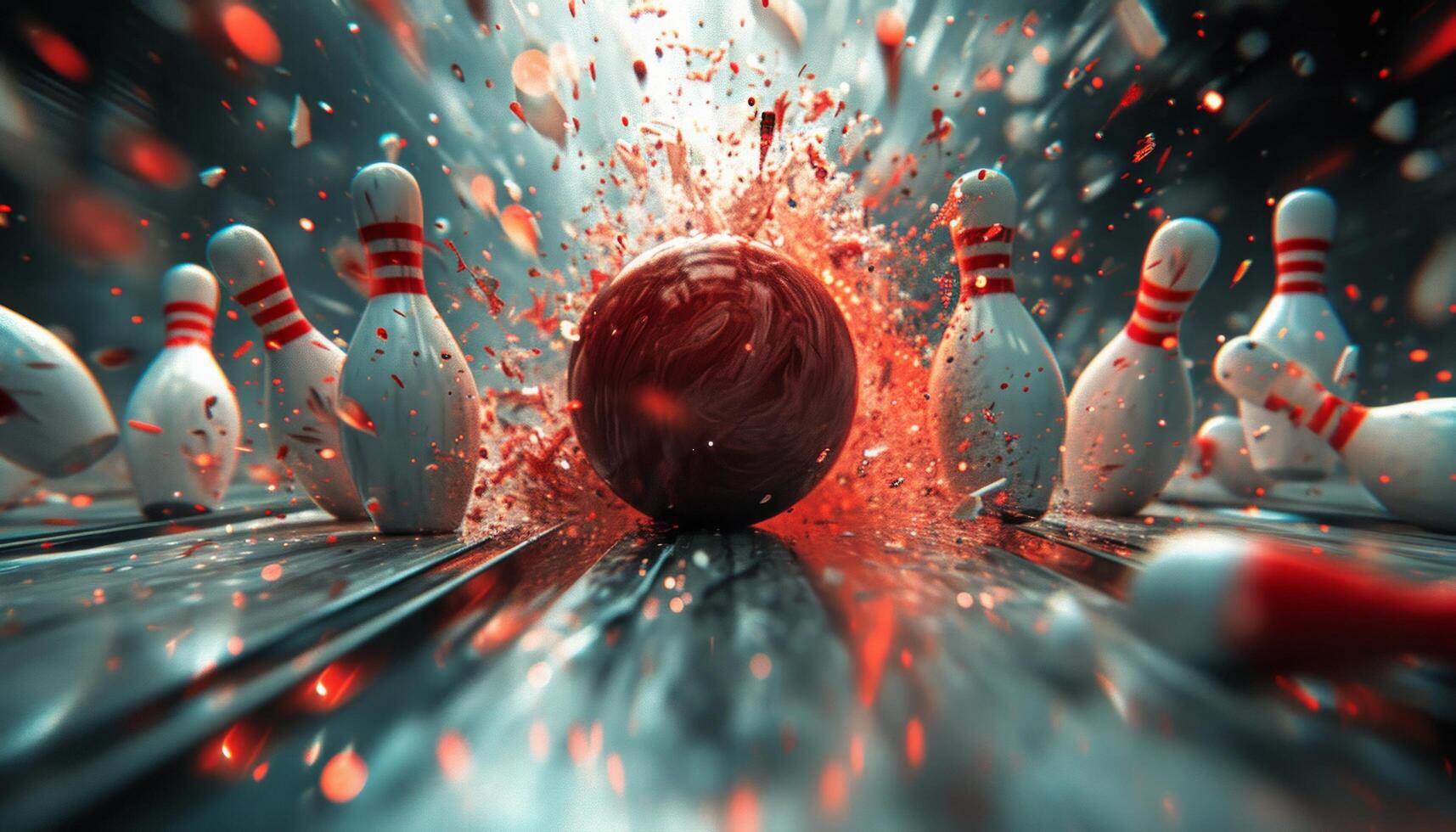 ai généré une bowling Balle s'écraser dans le épingles photo