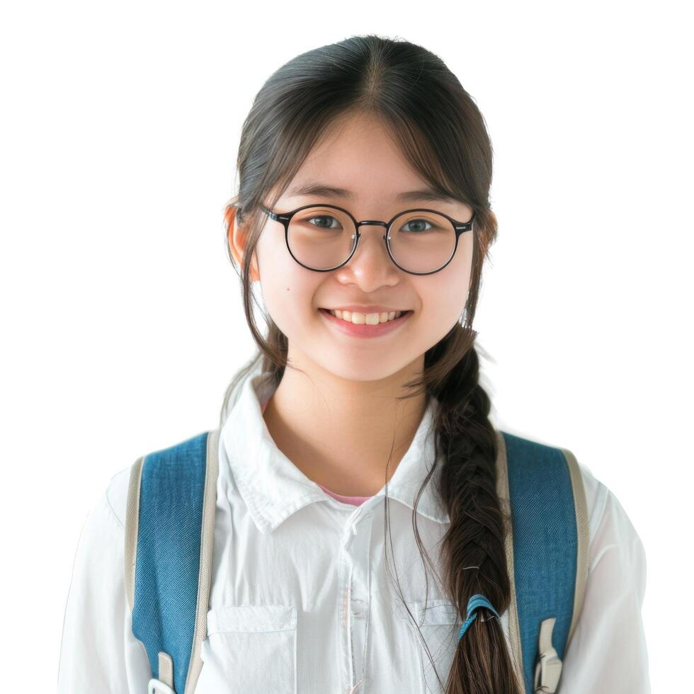 ai généré et certaines asiatique étudiant sourire isolé photo