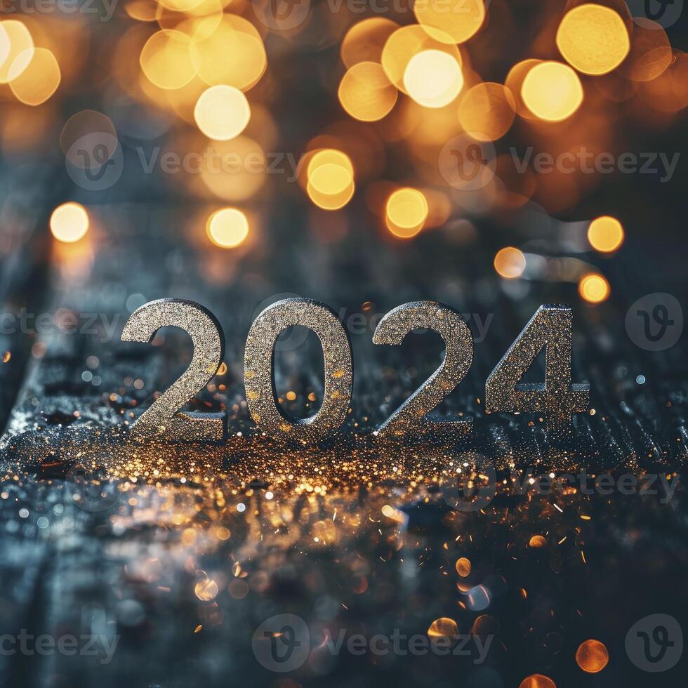 ai généré content Nouveau année 2024 sur bokeh Contexte photo