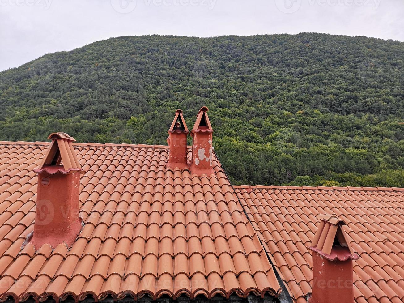 toit de maison avec cheminées photo