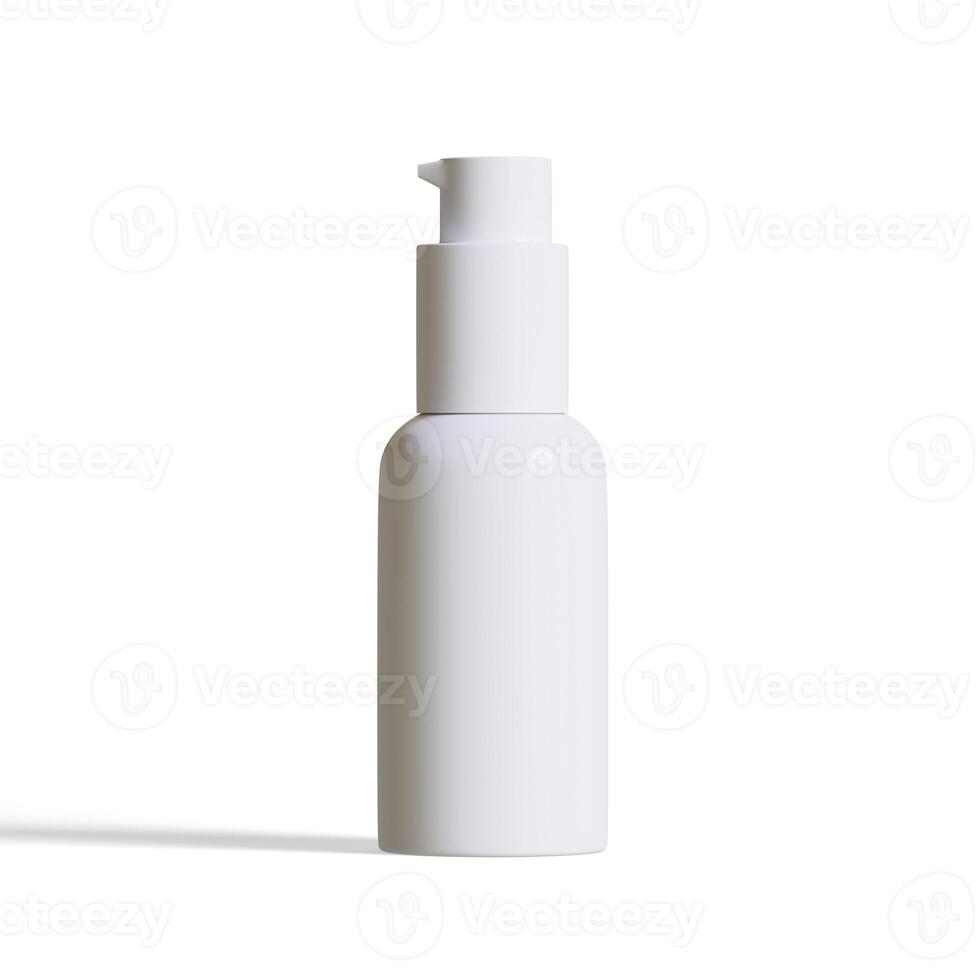 cosmétique bouteille blanc Couleur et réaliste texture avec pompe nettoyant bouteille 3d illustration photo