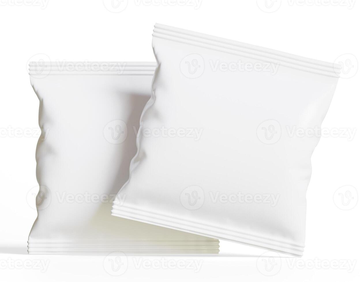 Vide Plastique casse-croûte sac maquette, blanc Patate frites récipient, 3d le rendu isolé sur blanc Contexte photo