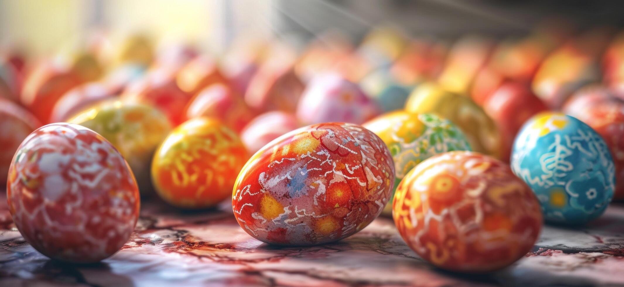 ai généré fond d'écran dans HD de Pâques à thème coloré des œufs photo