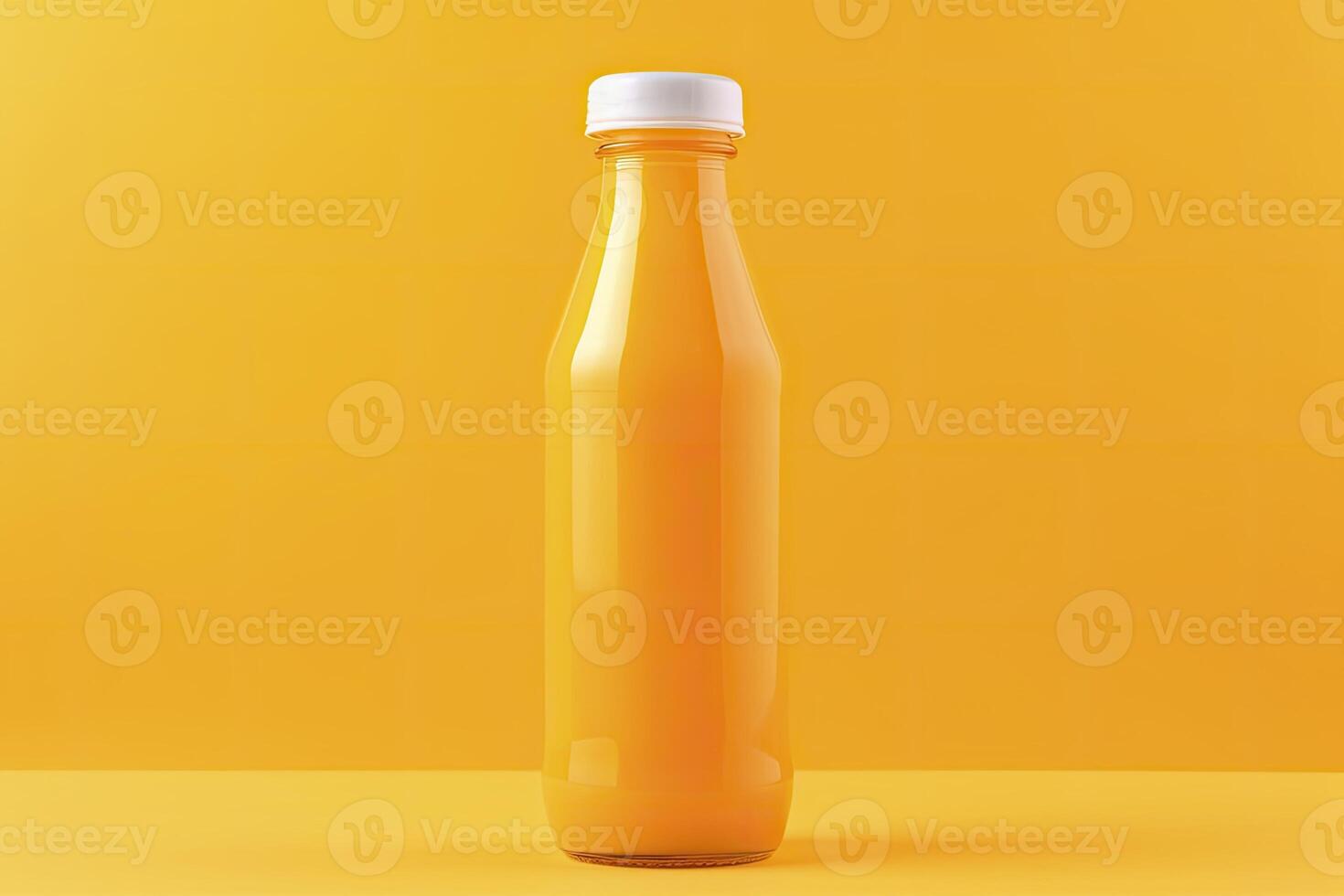 ai généré Orange jus bouteille sur Orange Contexte. ai généré photo