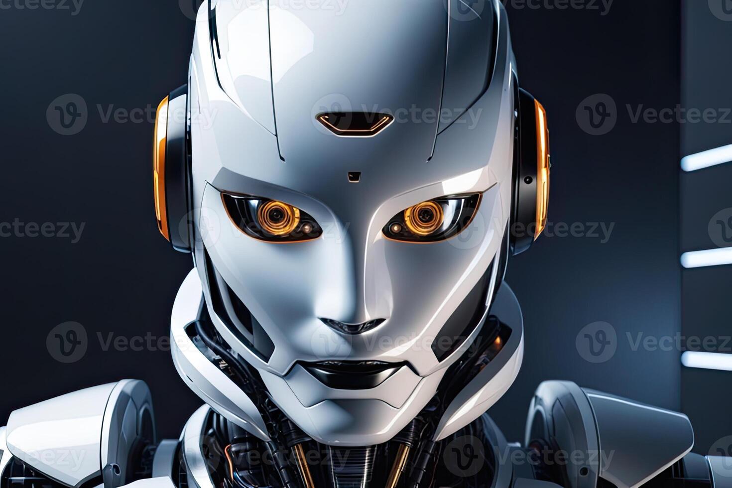 ai généré numérique graphique ai artificiel intelligence robot tête futuriste par ai génératif photo