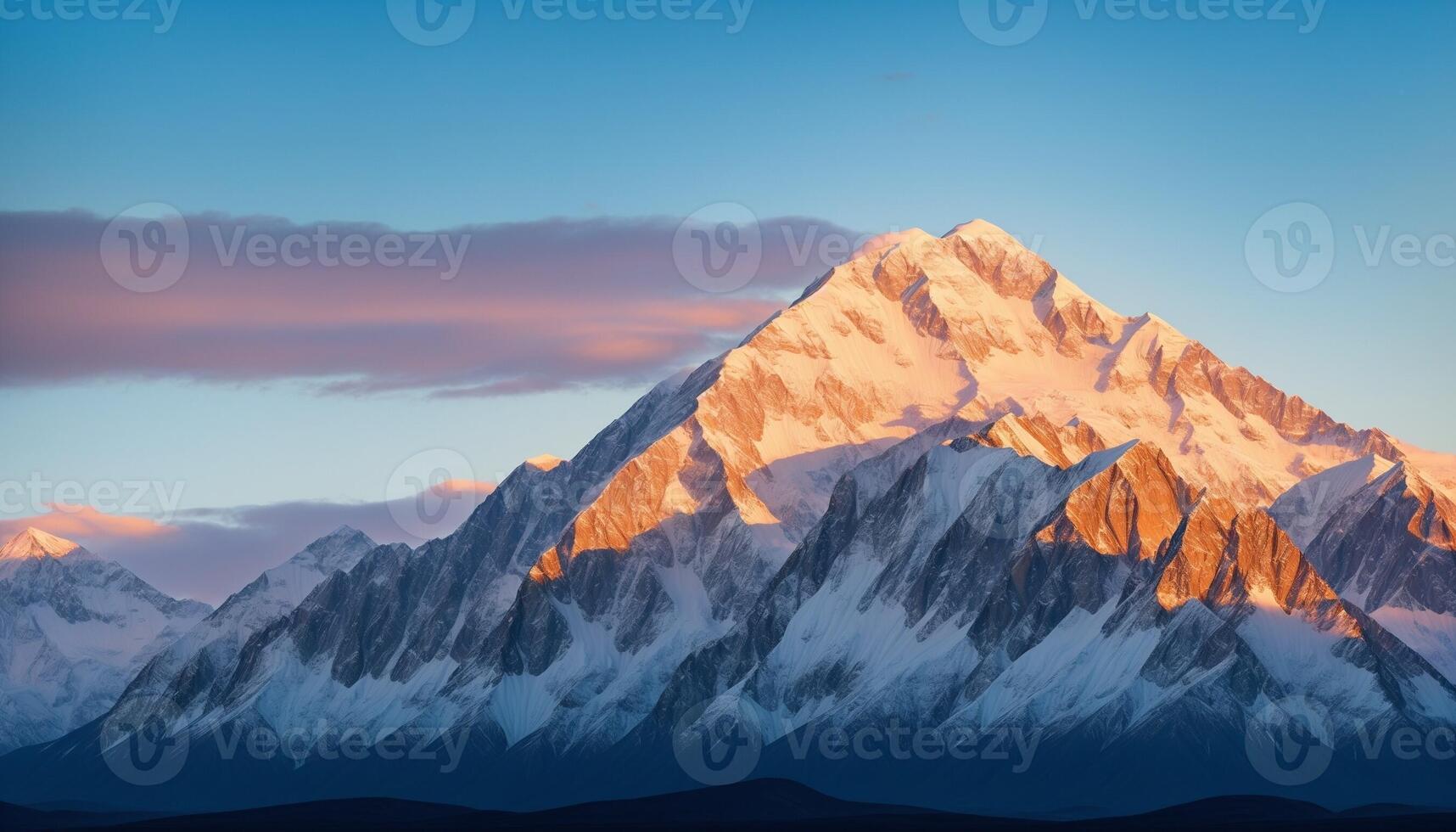 ai généré le Montagne intervalle est vu à le coucher du soleil photo