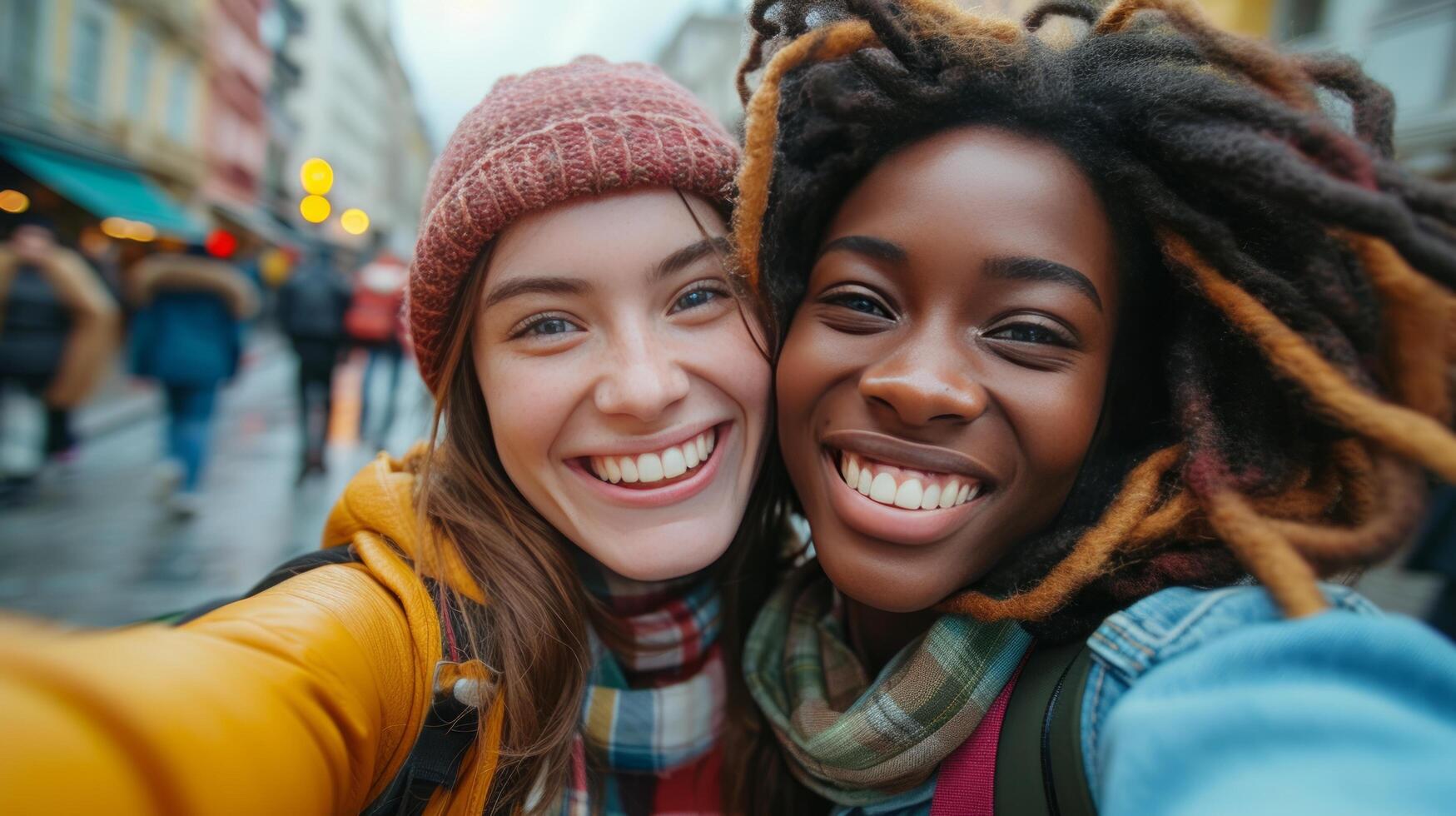 ai généré meilleur amis, qui viens de différent racial arrière-plans, photo