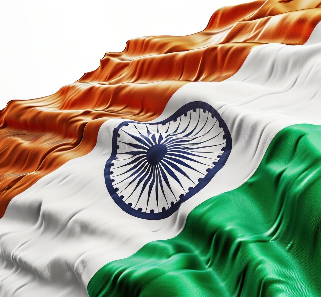 ai généré Inde drapeau sur blanc photo