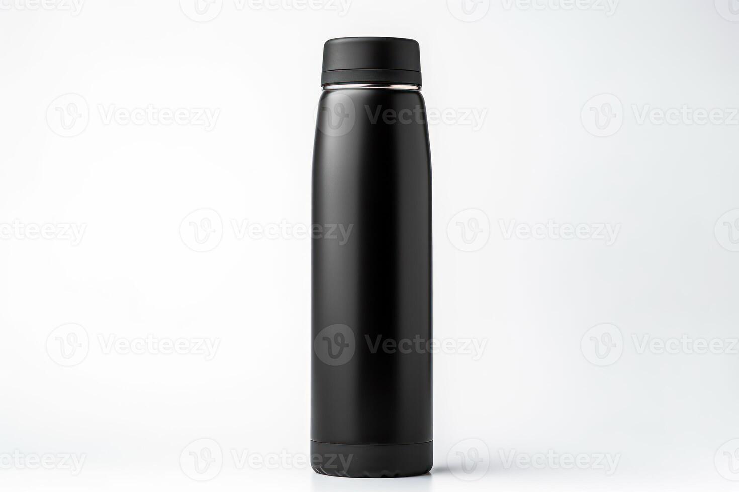 ai généré noir thermos bouteille isolé sur blanc Contexte photo