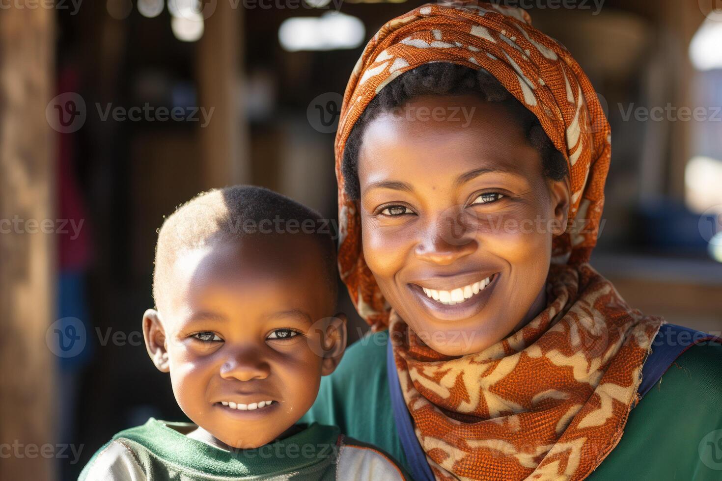 ai généré une mère et une fils sourire pour le caméra photo