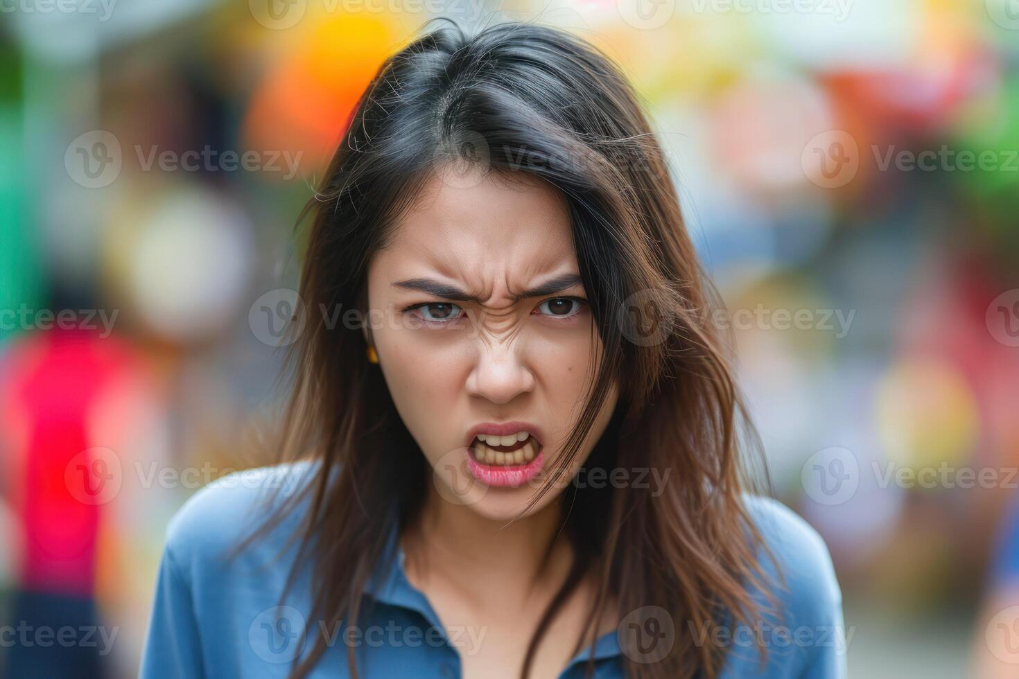 ai généré femme de asiatique apparence qui apparaît à être furieux photo