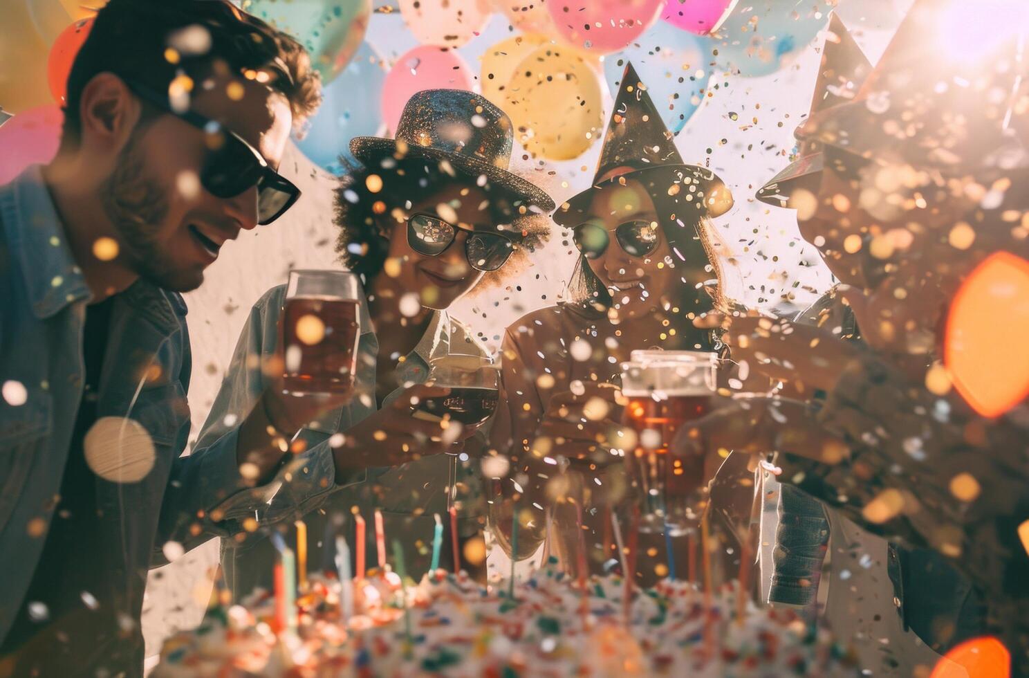 ai généré une groupe de gens célébrer une anniversaire photo