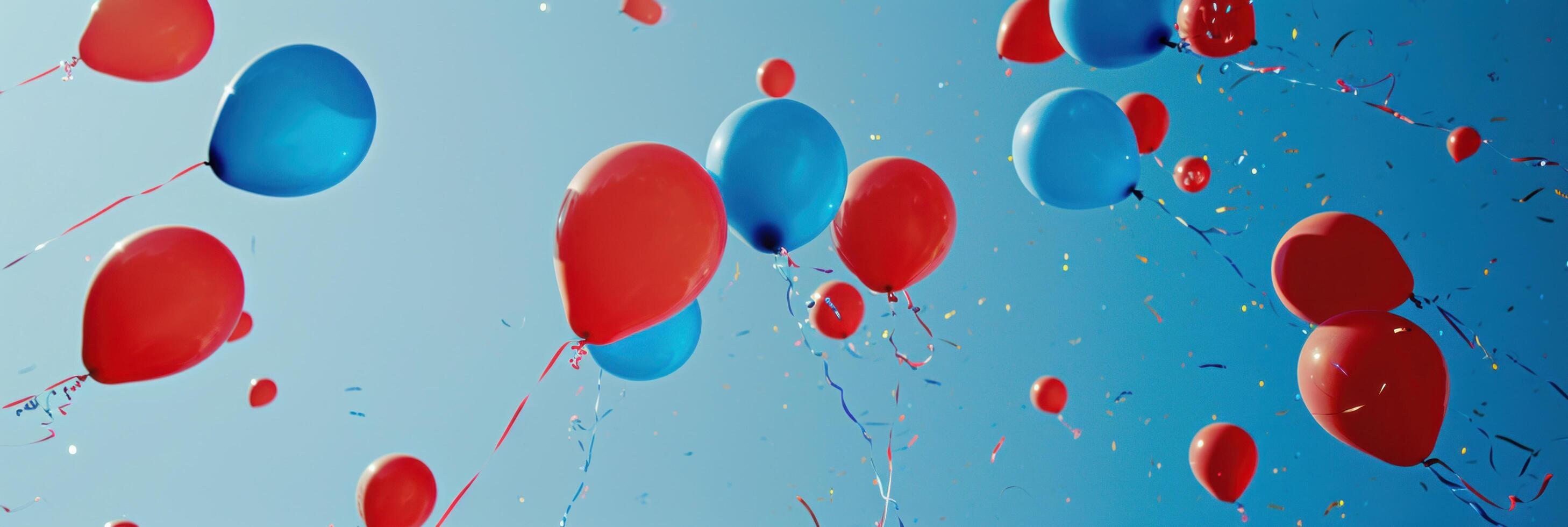 ai généré brillant coloré des ballons flottant dans le ciel photo