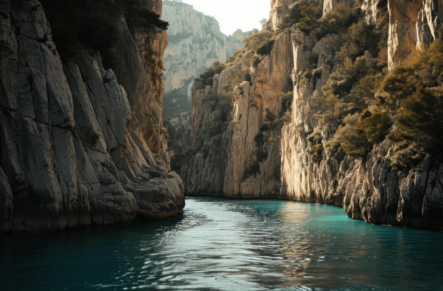 ai généré le canyons de le l'eau dans le premier plan. photo