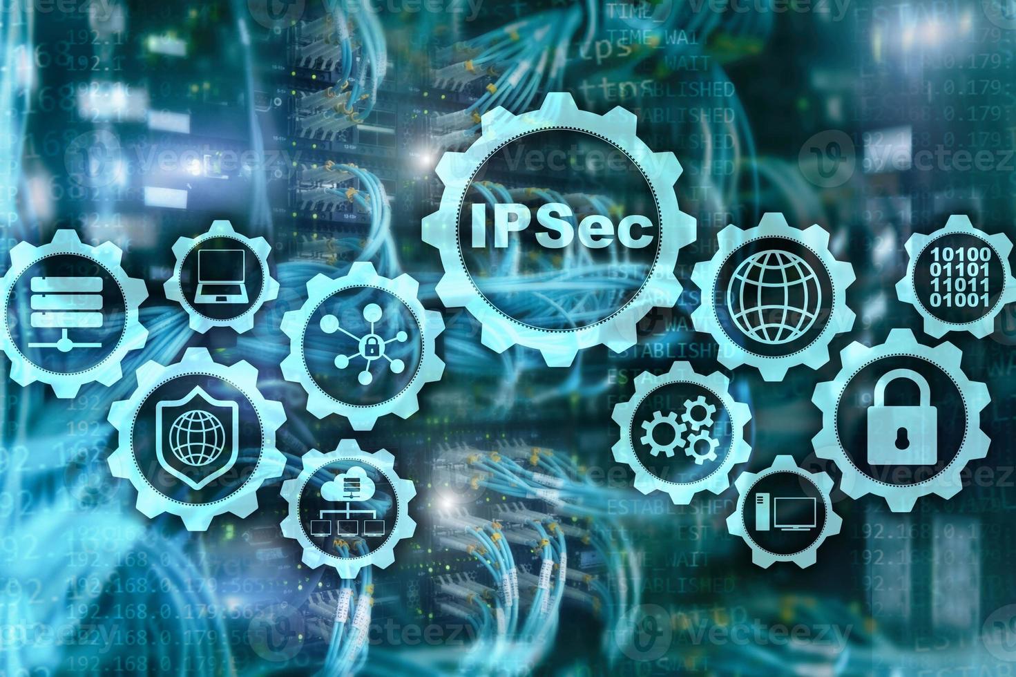 sécurité IP. protocoles de protection des données. ipsec. concept de réseau internet et protection photo