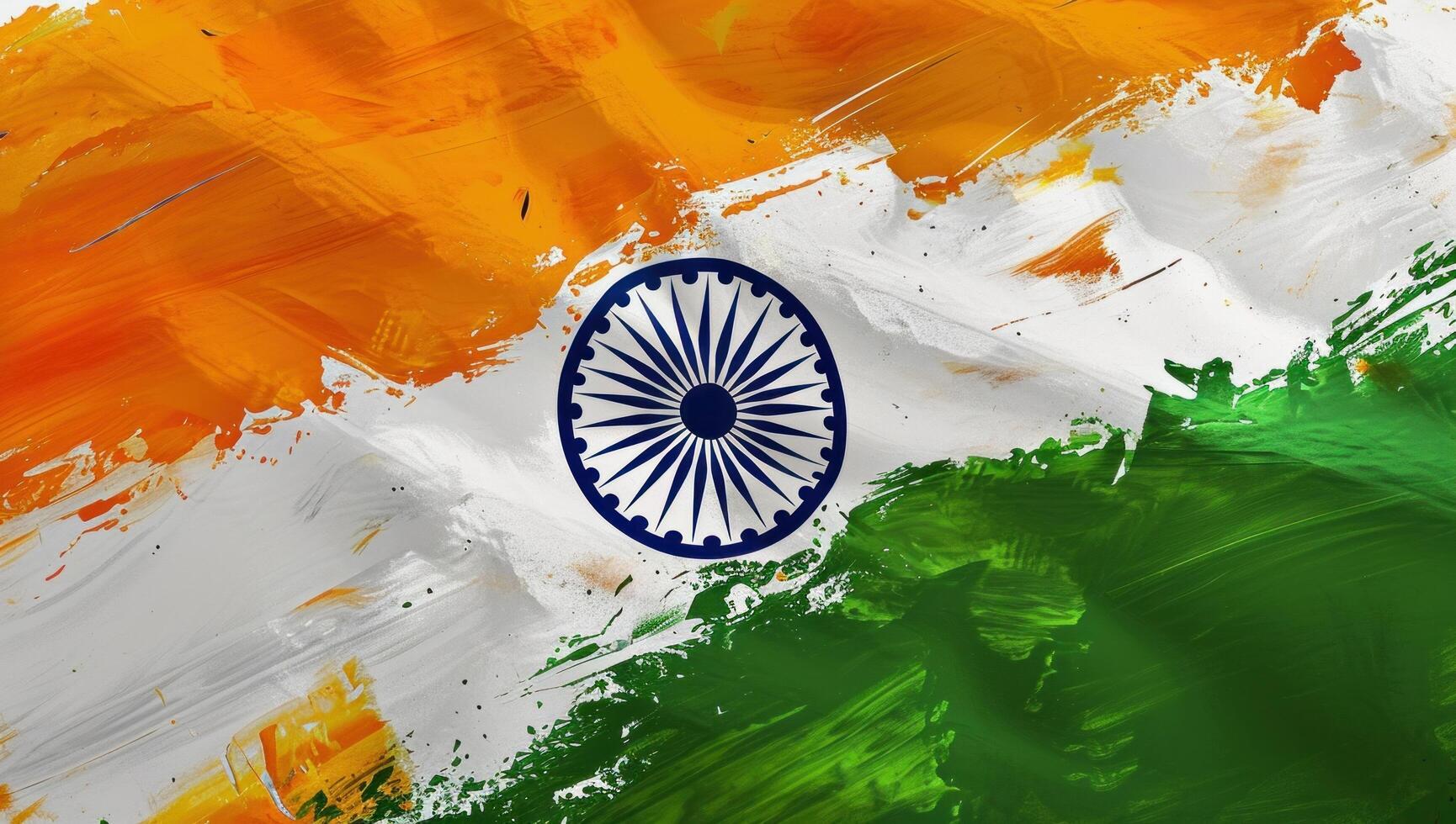 ai généré Inde drapeau Contexte avec polka points blanc feux d'artifice photo