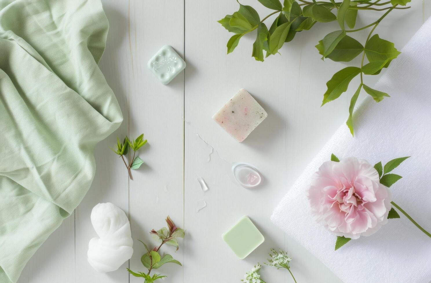 ai généré une blanc en bois feuille, une rose fleur, blanc feuilles photo