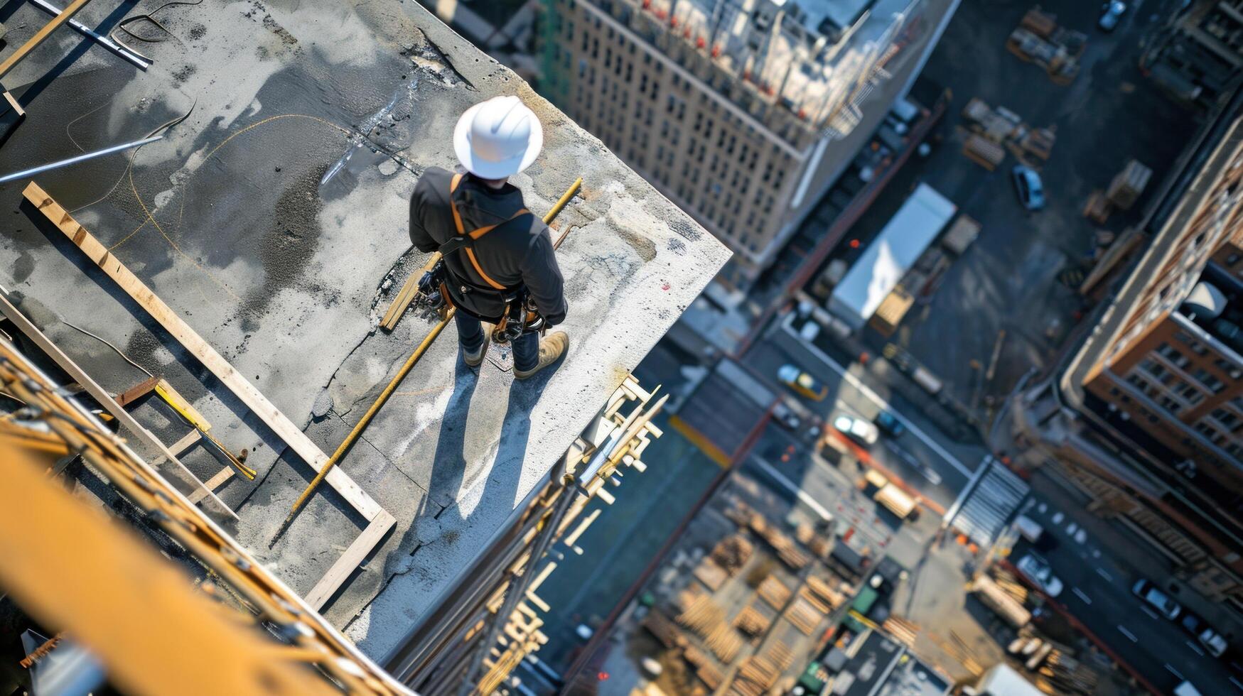 ai généré scruter bâtiment des plans de au dessus avec une tranchant œil pour détail photo