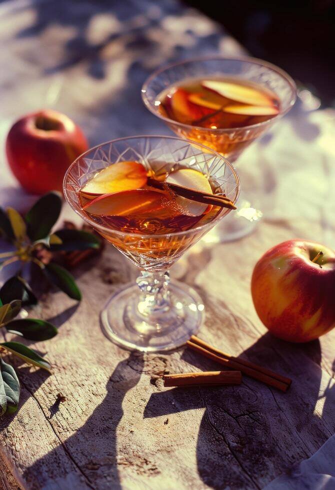 ai généré le tomber est une fantastique temps à boisson des cocktails avec cannelle pommes photo