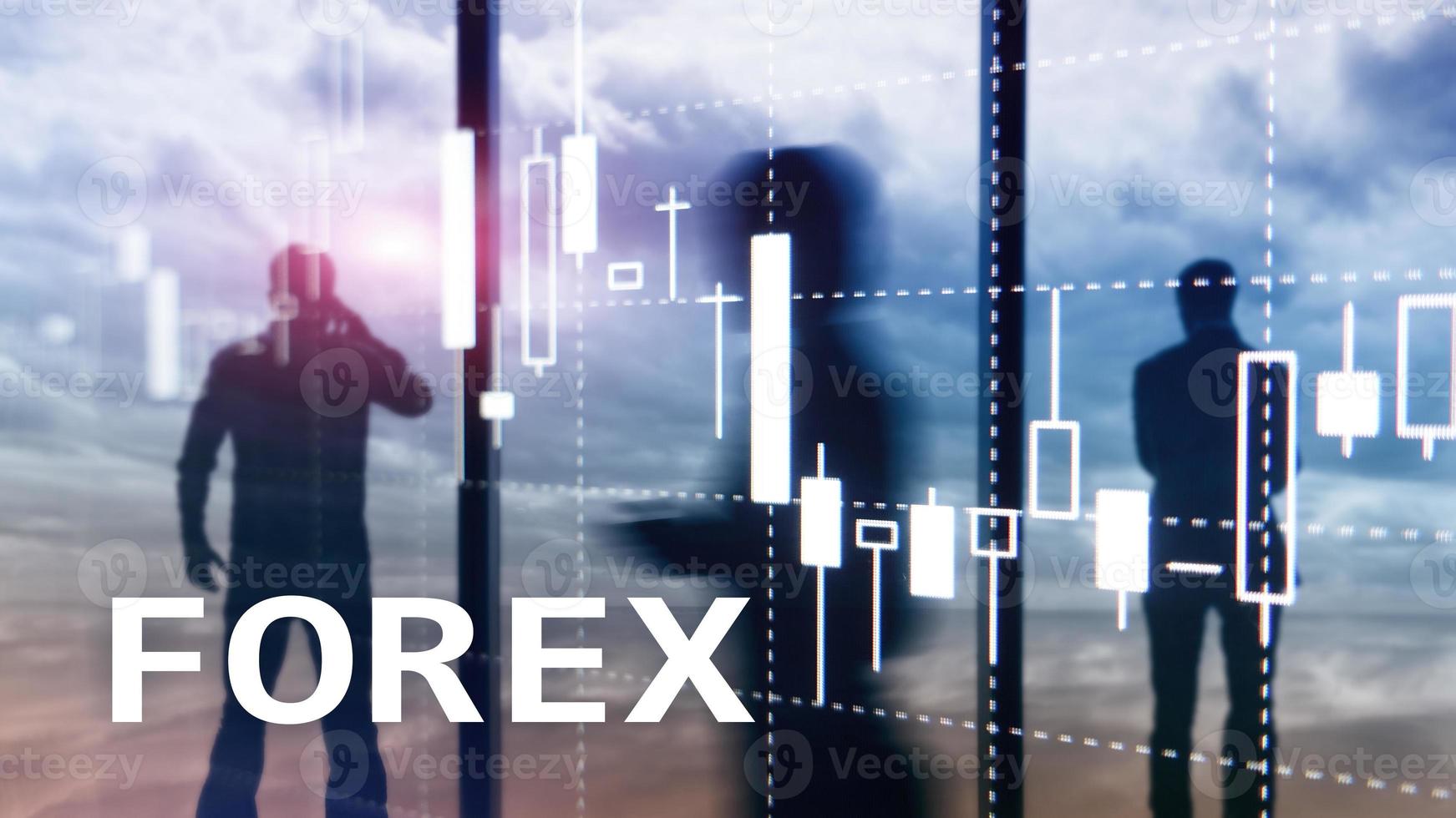 trading forex, tableau de bougies financières et graphiques sur fond flou de centre d'affaires photo