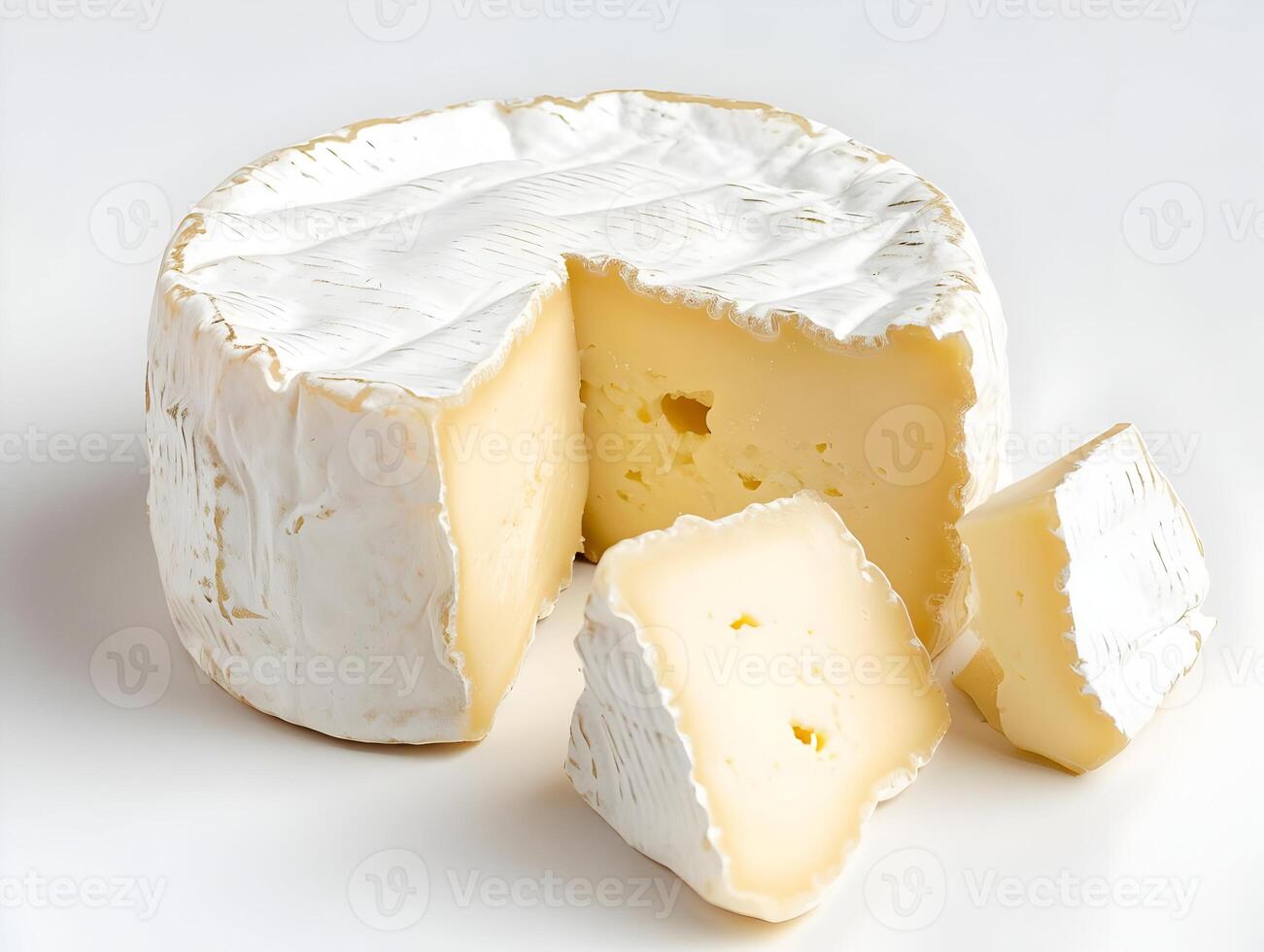 ai généré une chèvre fromage avec un pièce isolé sur une blanc Contexte. haute résolution. ai génératif photo