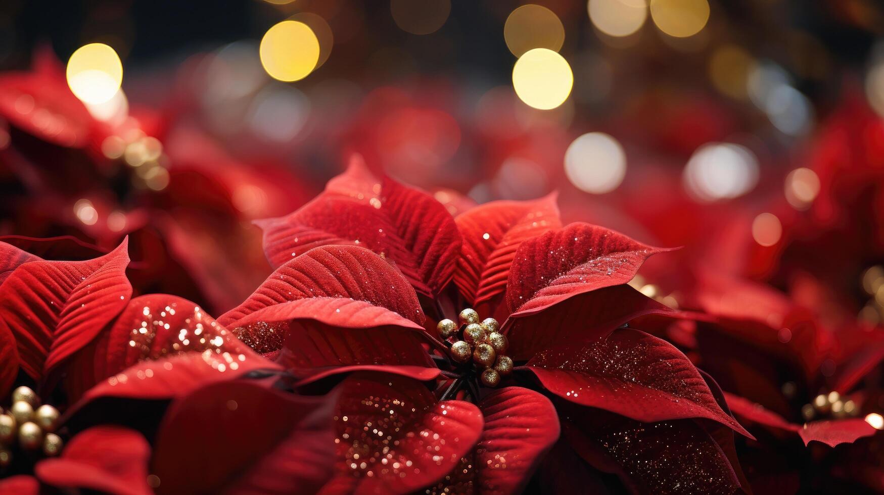 ai généré une proche en haut de magnifique poinsettia fleurs photo