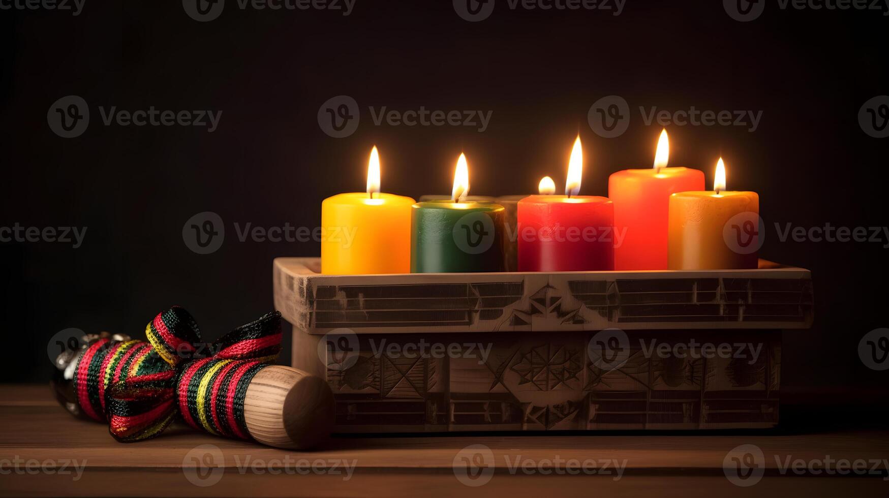 ai généré kwanzaa vacances concept avec traditionnel coloré bougies, neural réseau généré photoréaliste image photo