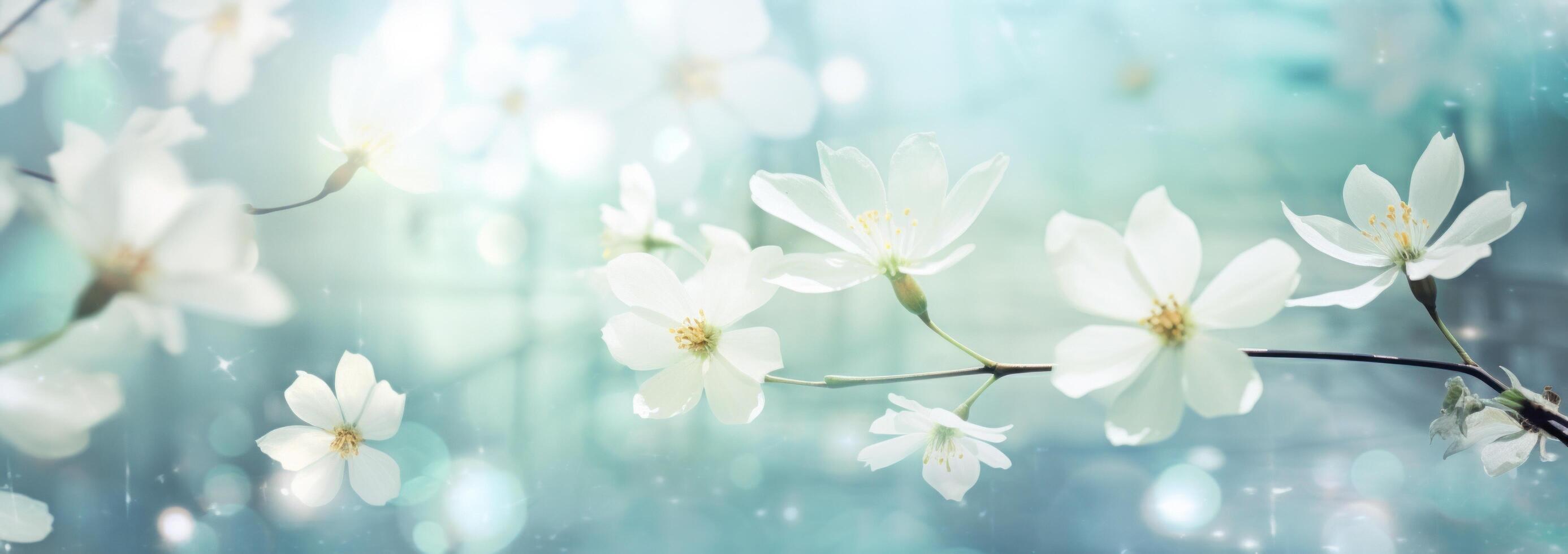 ai généré le image donne un impression de le épanouissement blanc fleurs, photo