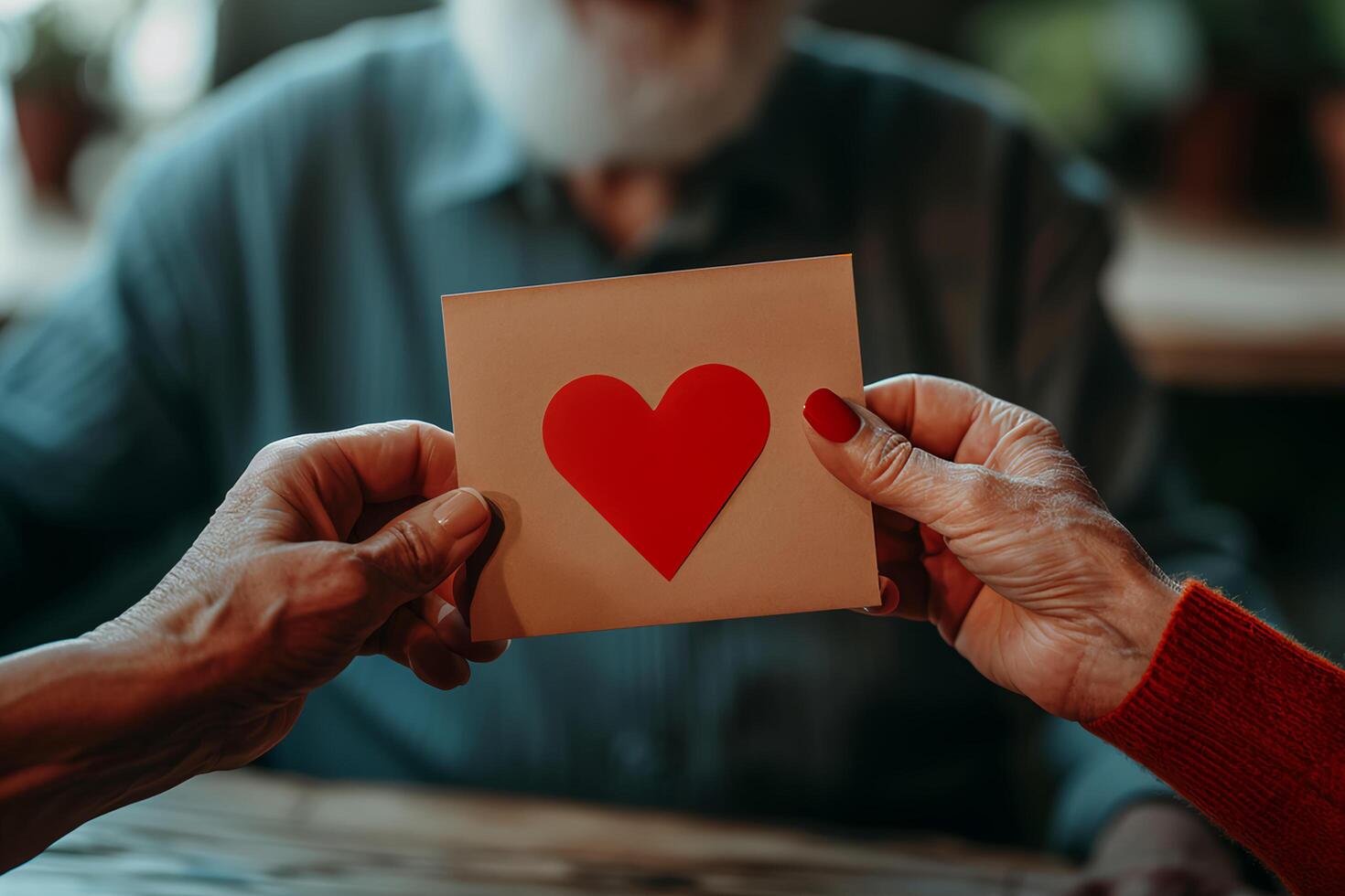 ai généré intemporel l'amour la Saint-Valentin journée avec un personnes âgées couple photo