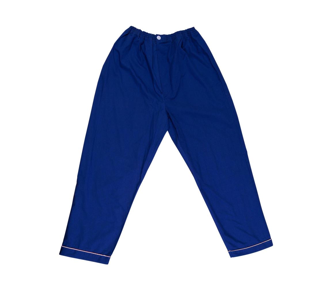 pantalon bleu sur fond blanc, pantalon de sommeil se bouchent. pantalon de sommeil photo