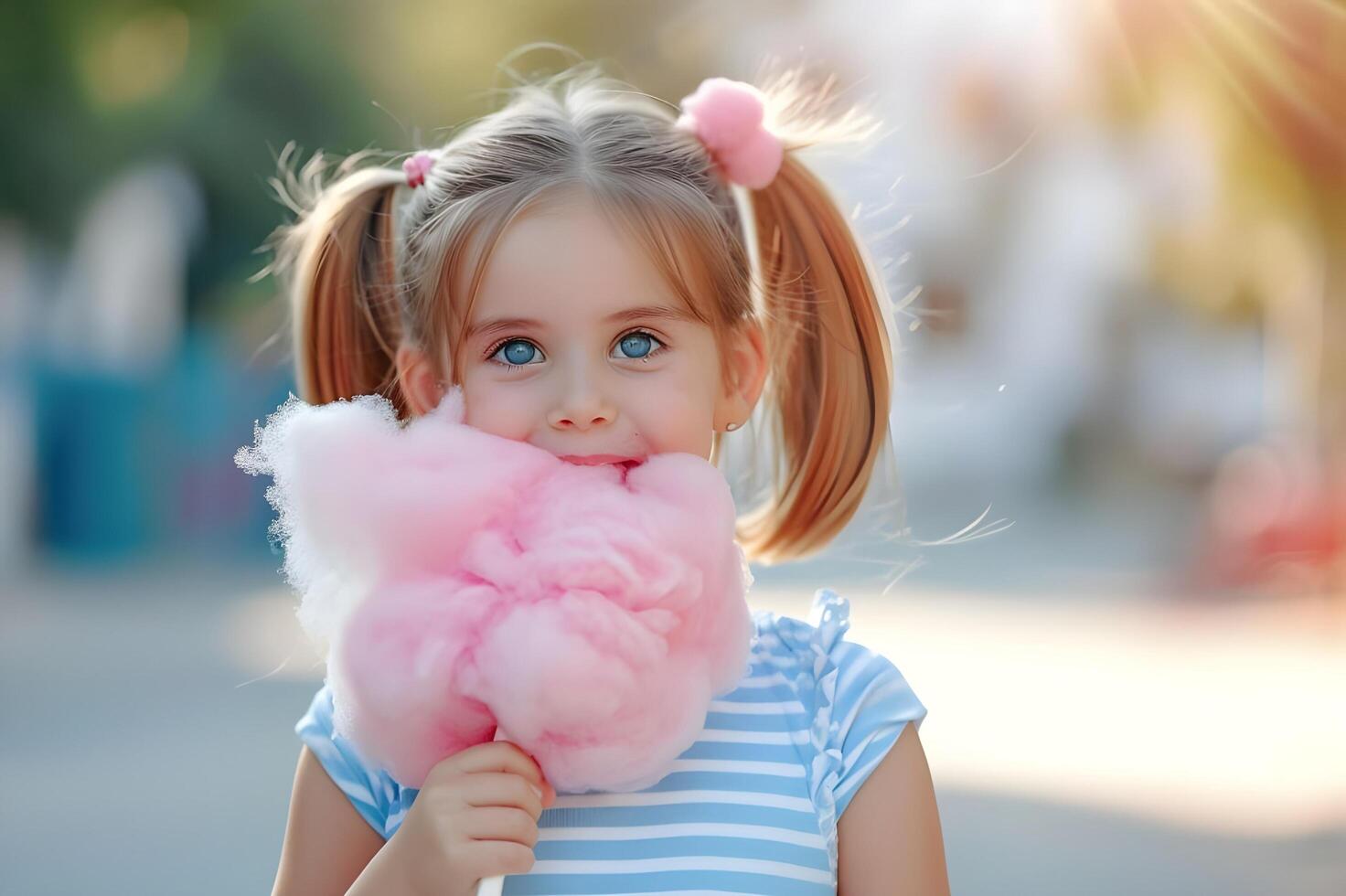 ai généré rose délice adorable imagerie de une mignonne peu fille photo